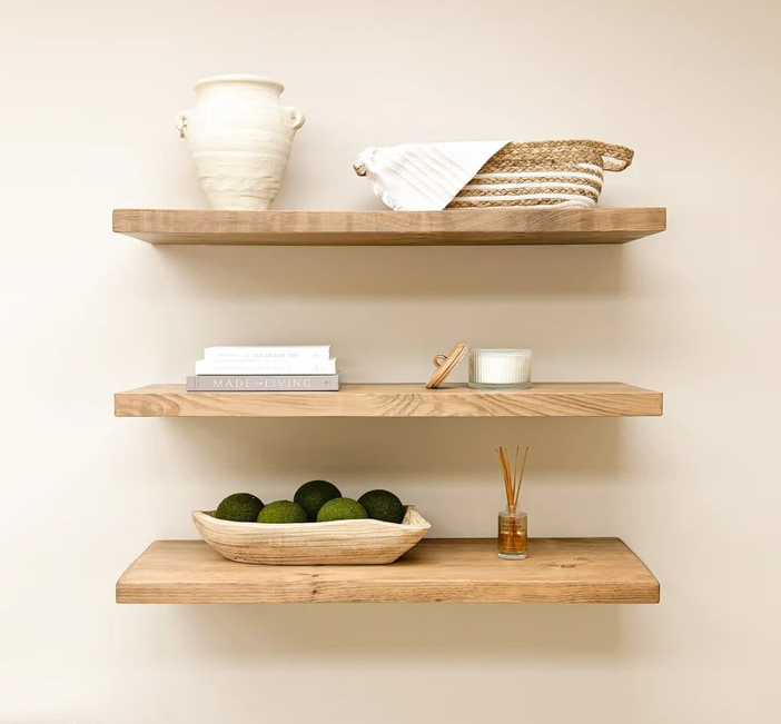 Wooden Textured Floating Shelves